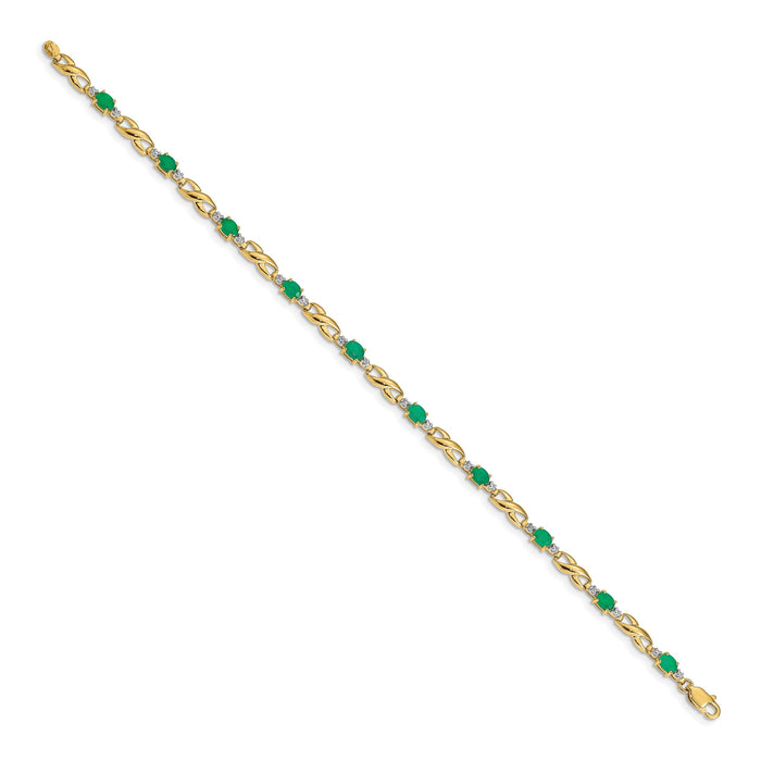 14k Diamond and Oval Emerald Bracelet-BM4477-EM-001-YA