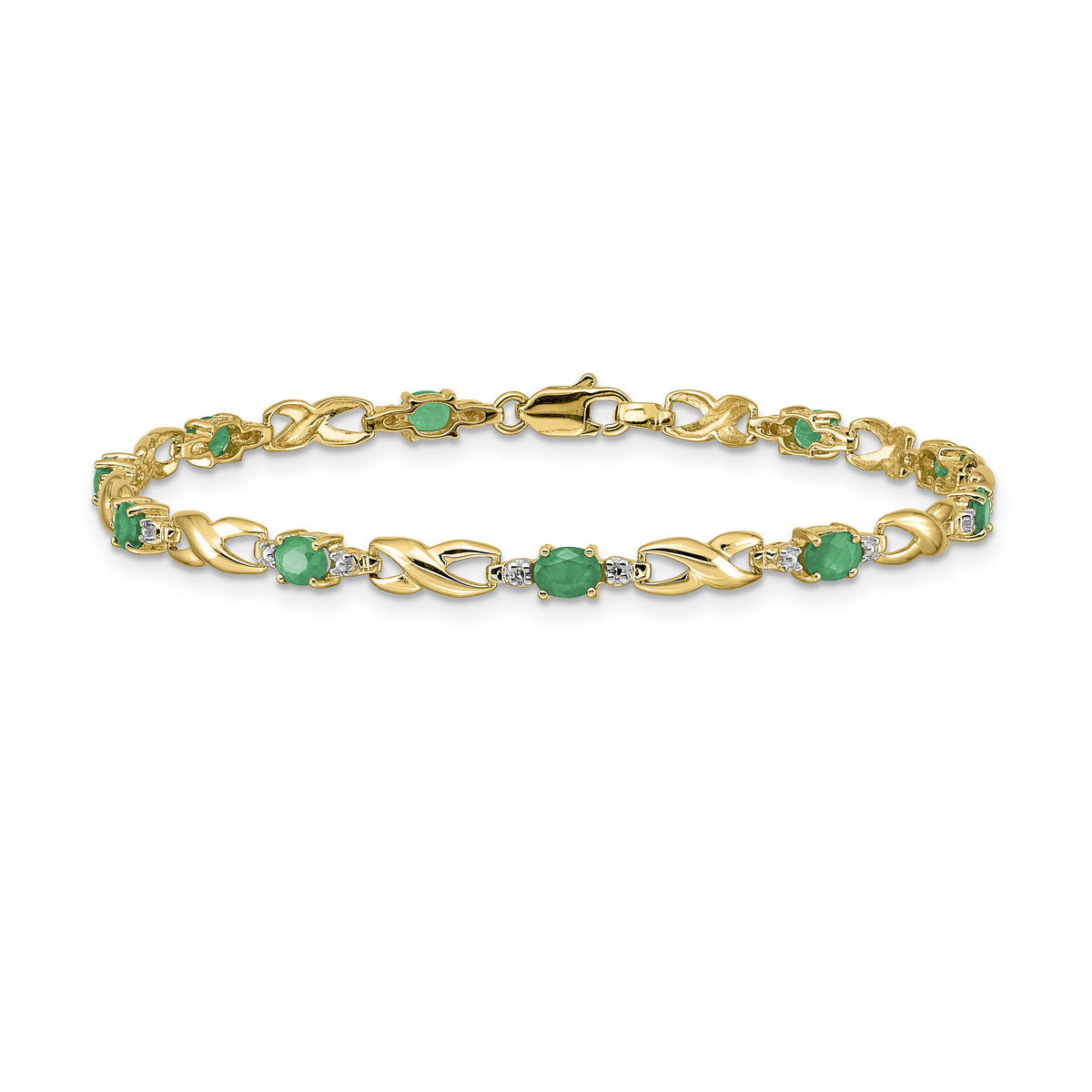 14k Diamond and Oval Emerald Bracelet-BM4477-EM-001-YA