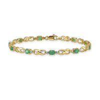 14k Diamond and Oval Emerald Bracelet-BM4477-EM-001-YA
