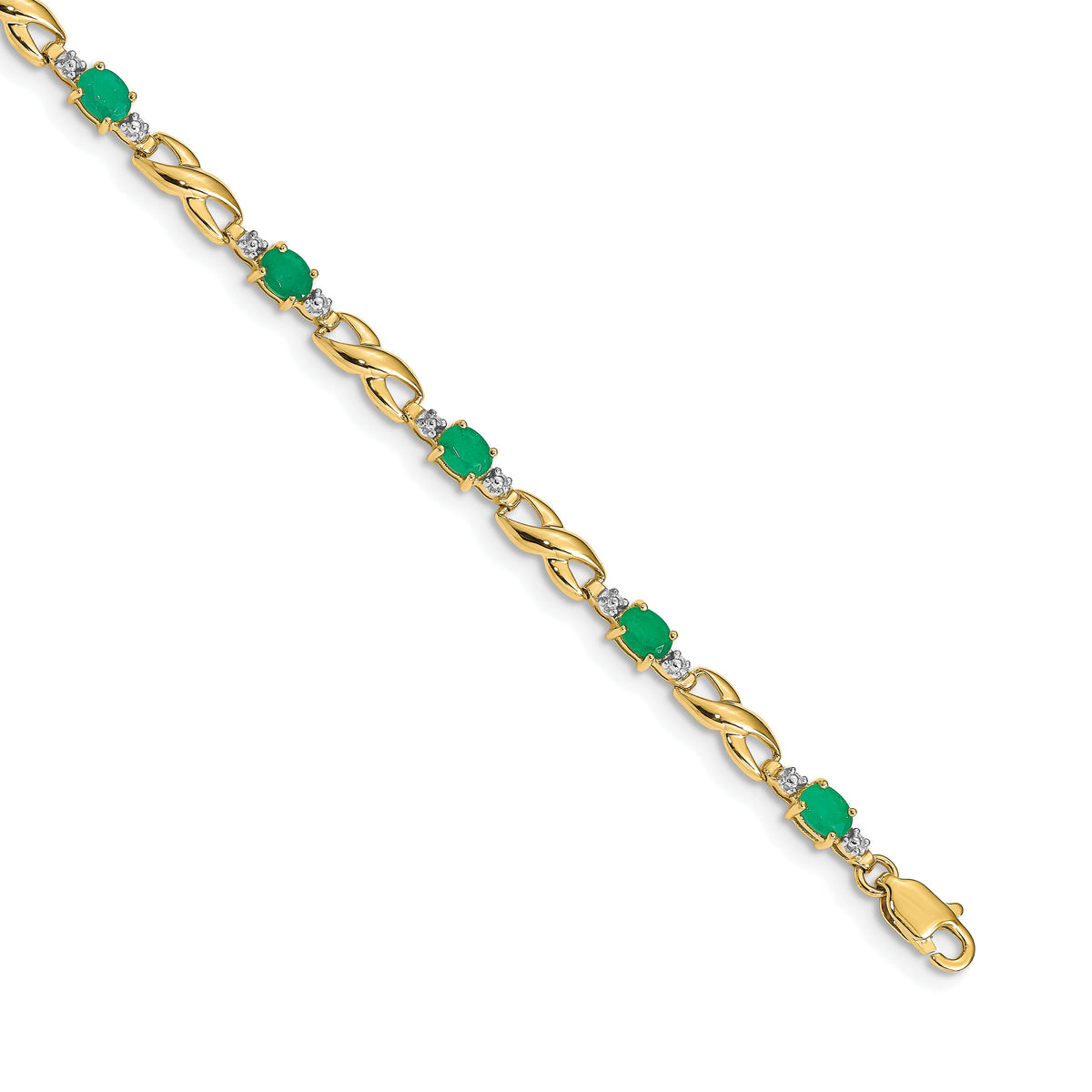 14k Diamond and Oval Emerald Bracelet-BM4477-EM-001-YA