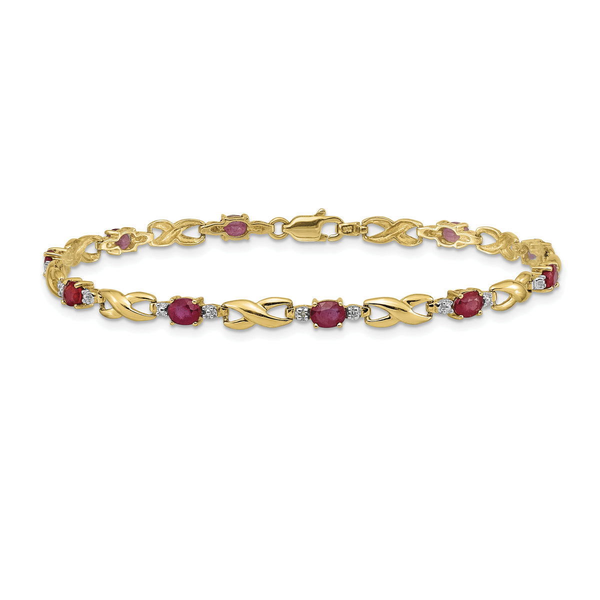 14k Diamond and Oval Ruby Bracelet-BM4477-RU-001-YA