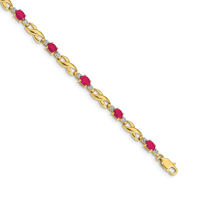 14k Diamond and Oval Ruby Bracelet-BM4477-RU-001-YA