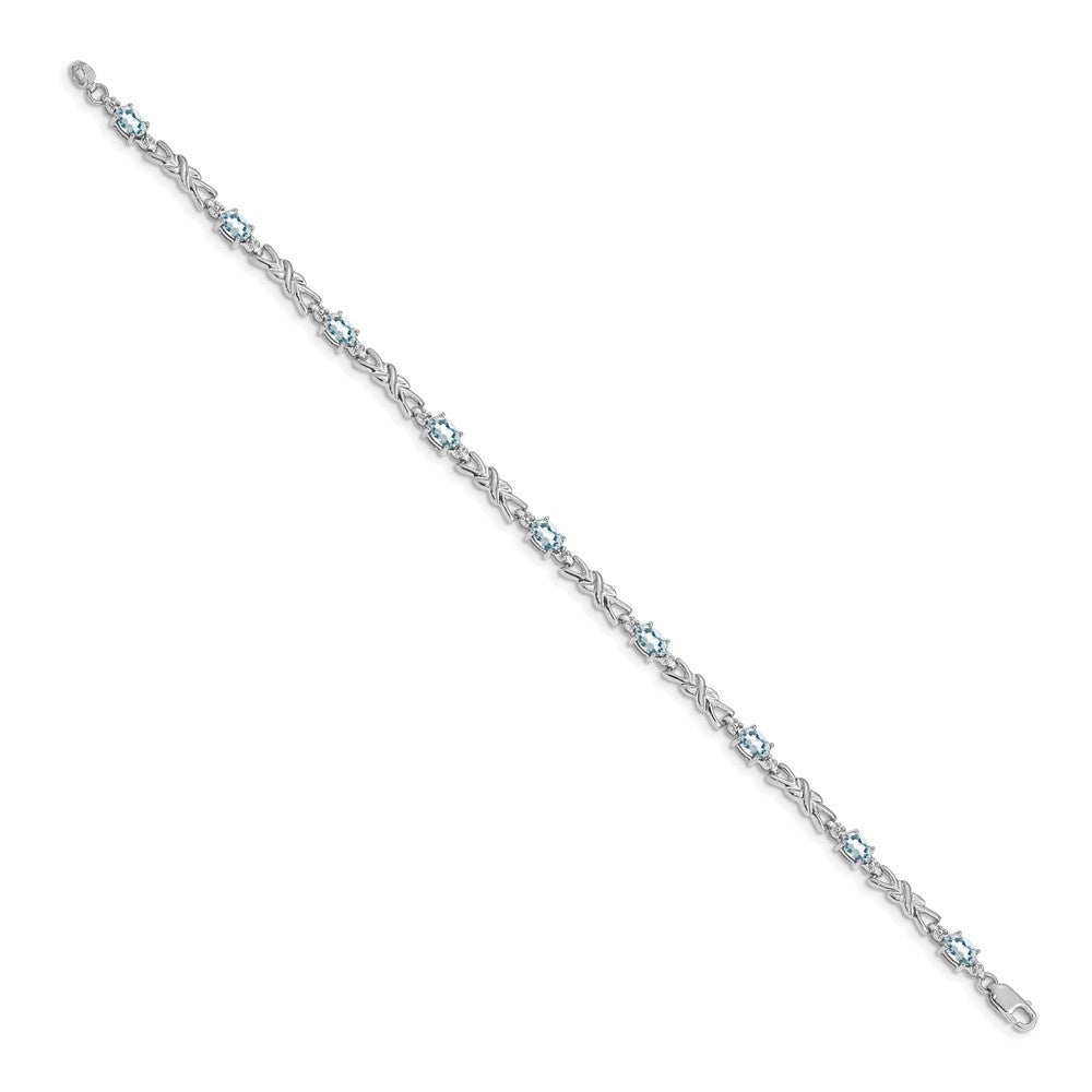 14k White Gold Diamond and Aquamarine Bracelet-BM4478-AQ-001-WA