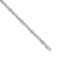 14k White Gold Diamond and Aquamarine Bracelet-BM4478-AQ-001-WA