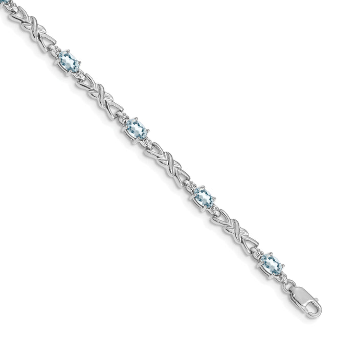 14k White Gold Diamond and Aquamarine Bracelet-BM4478-AQ-001-WA