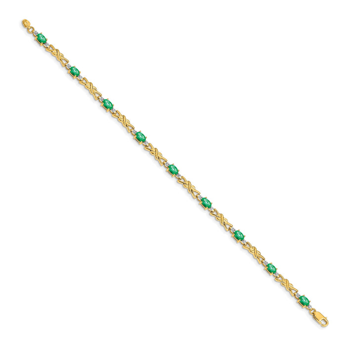 14k Diamond and Oval Emerald Bracelet-BM4478-EM-001-YA