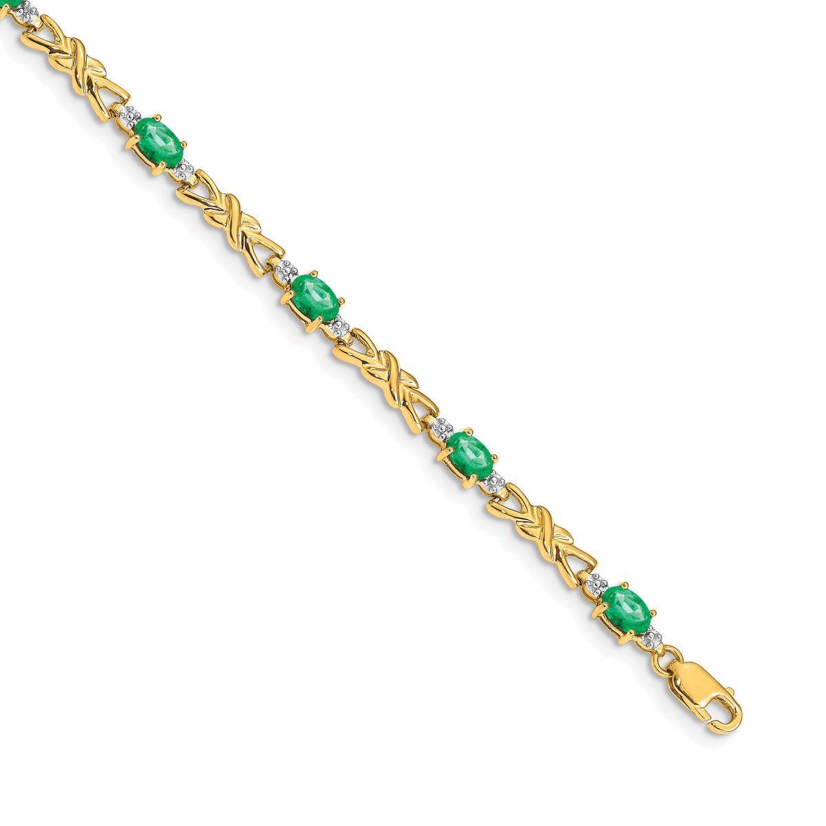 14k Diamond and Oval Emerald Bracelet-BM4478-EM-001-YA