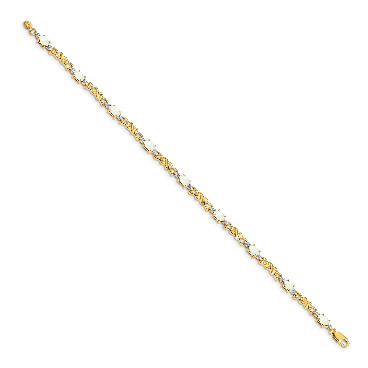 14k Diamond and Oval Opal Bracelet-BM4478-OP-001-YA