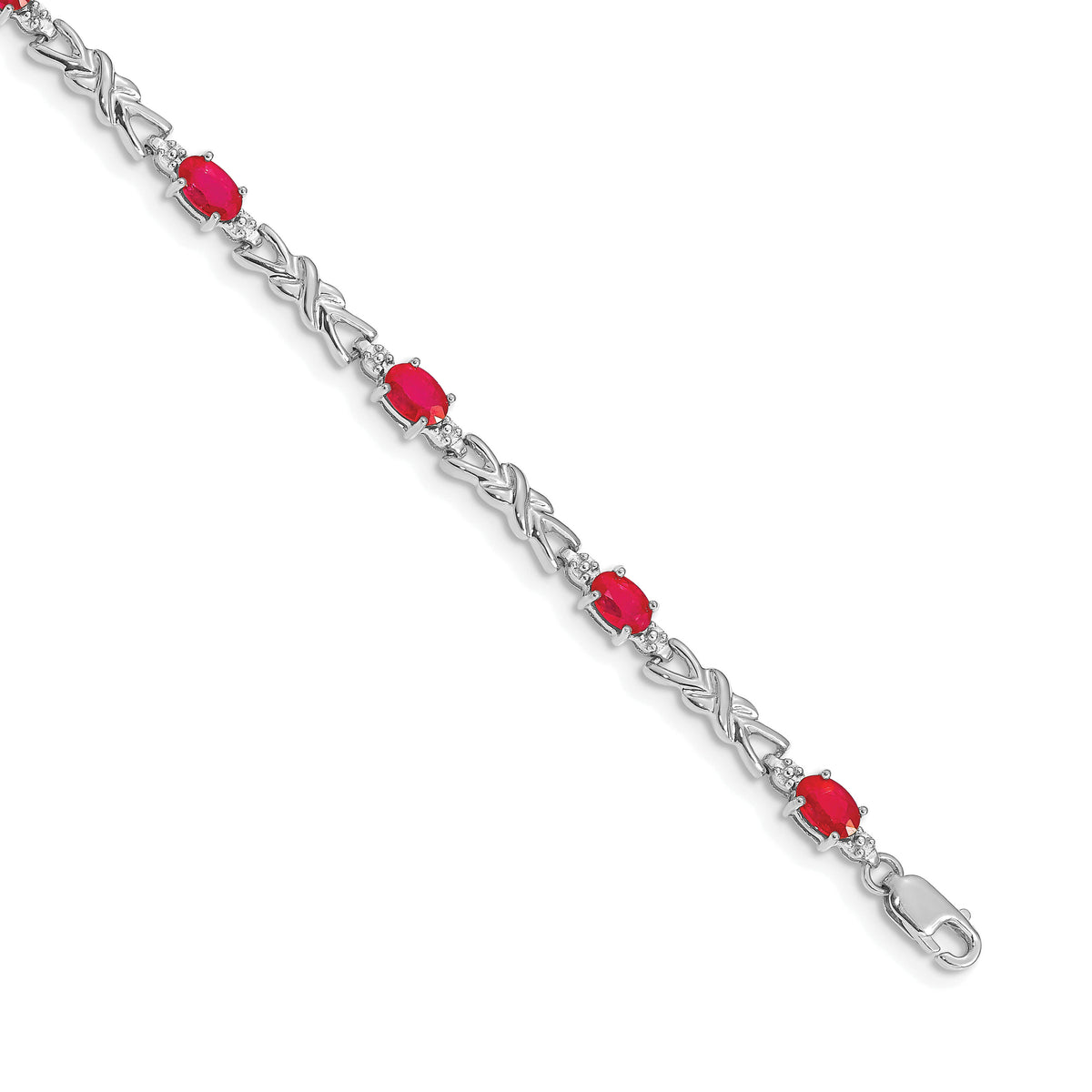 14k White Gold Diamond and Ruby Bracelet-BM4478-RU-001-WA