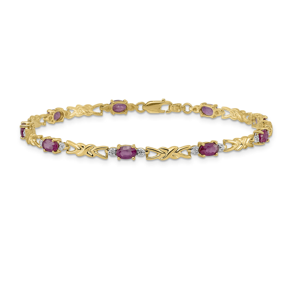 14k Diamond and Oval Ruby Bracelet-BM4478-RU-001-YA