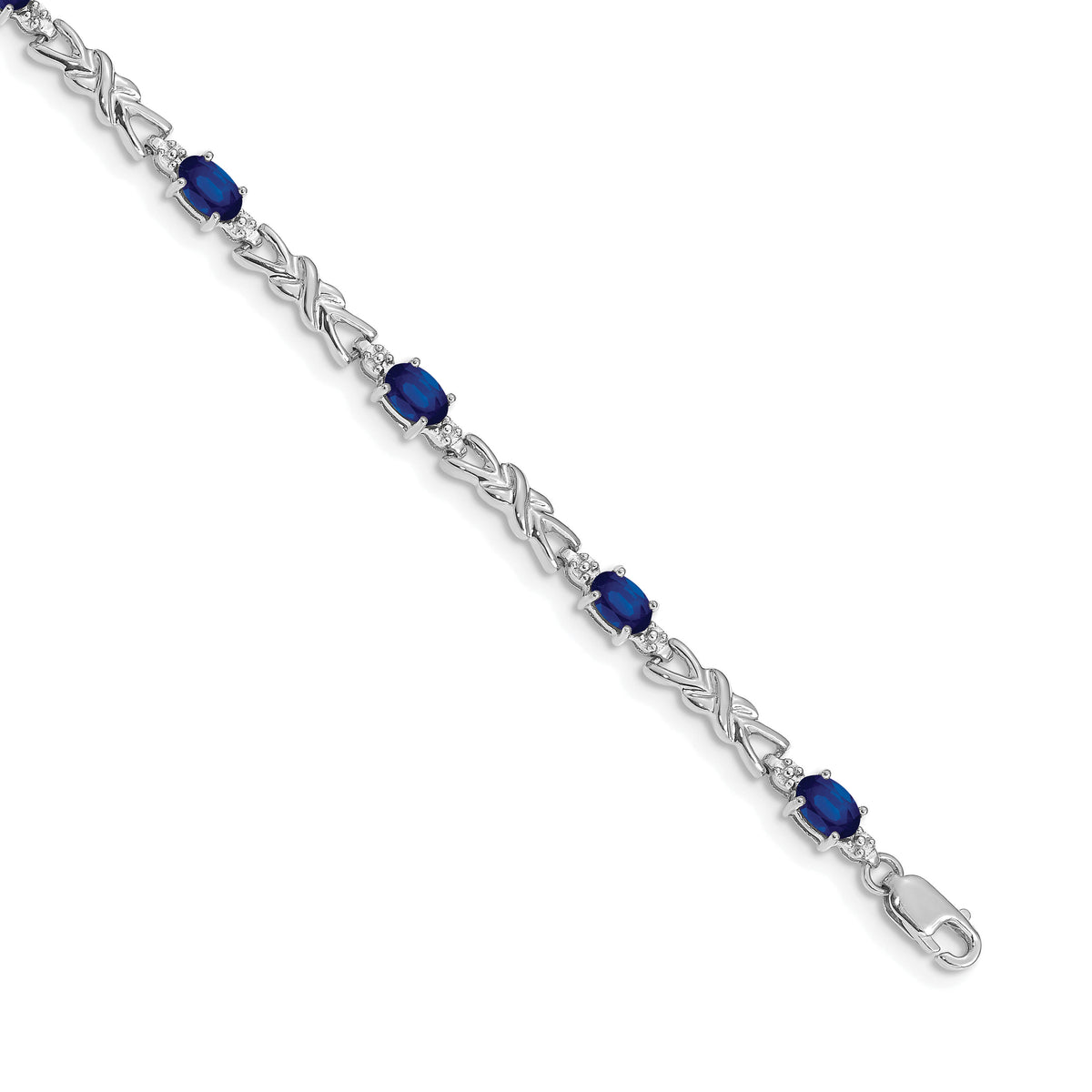 14k White Gold Diamond and Sapphire Bracelet-BM4478-SA-001-WA