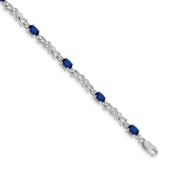14k White Gold Diamond and Sapphire Bracelet-BM4478-SA-001-WA