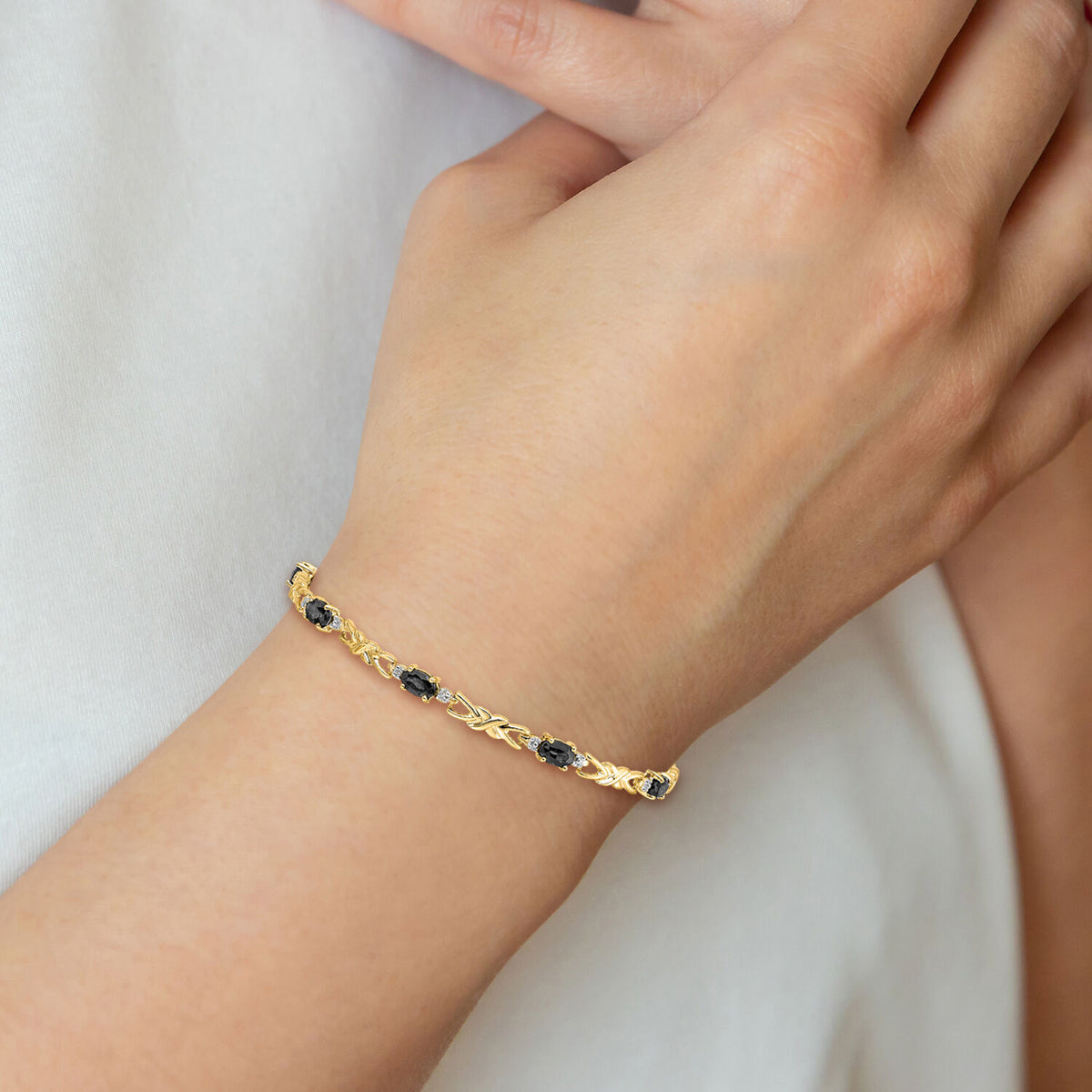 14k Diamond and Oval Sapphire Bracelet-BM4478-SA-001-YA