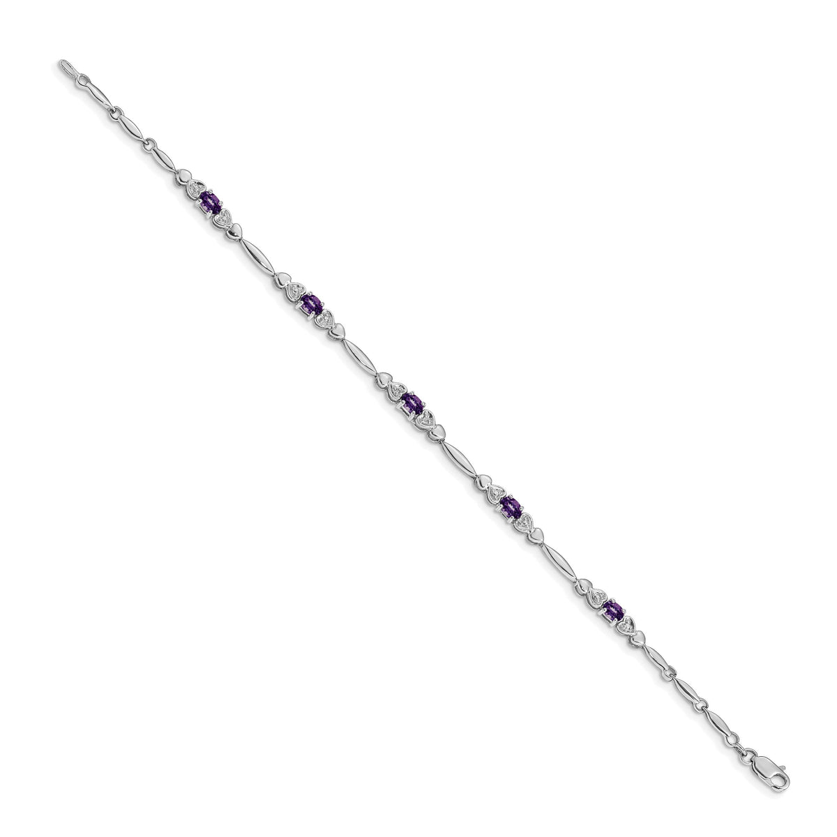 14k White Gold Diamond and Amethyst Bracelet-BM4479-AM-001-WA