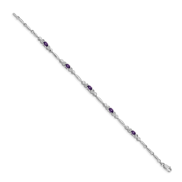 14k White Gold Diamond and Amethyst Bracelet-BM4479-AM-001-WA