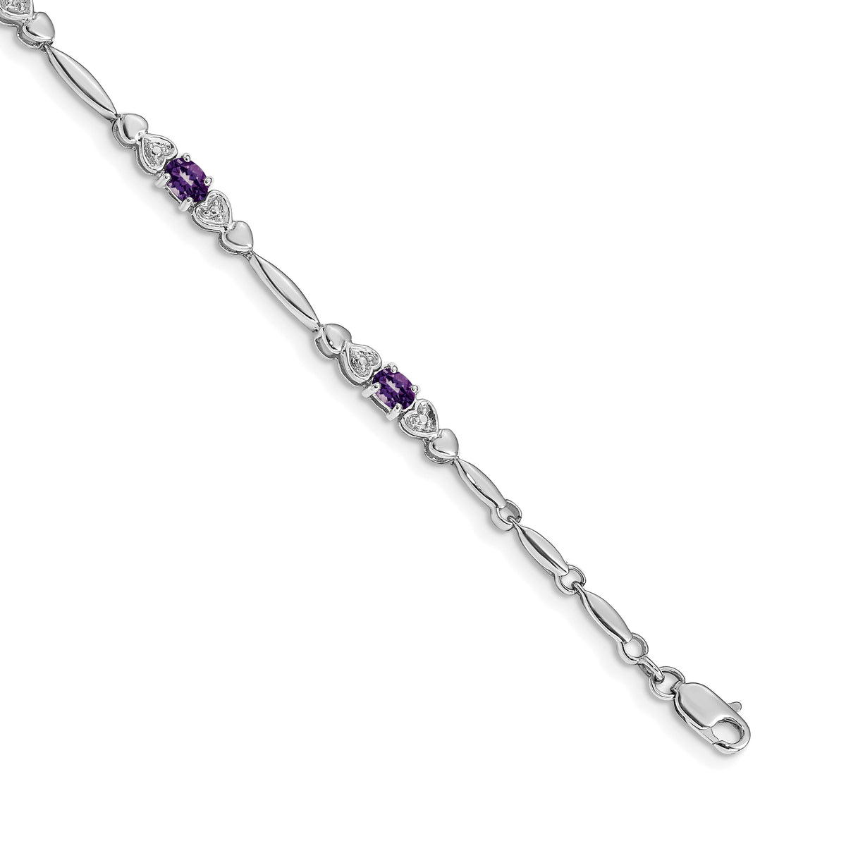 14k White Gold Diamond and Amethyst Bracelet-BM4479-AM-001-WA