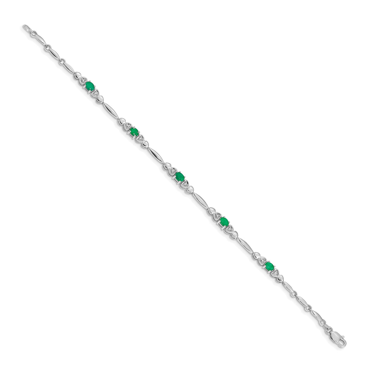 14k White Gold Diamond and Emerald Bracelet-BM4479-EM-001-WA