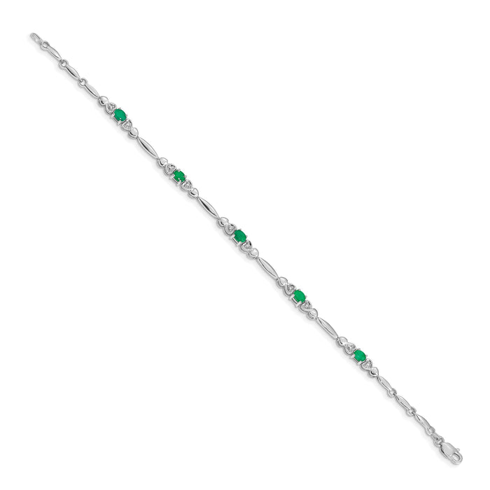14k White Gold Diamond and Emerald Bracelet-BM4479-EM-001-WA