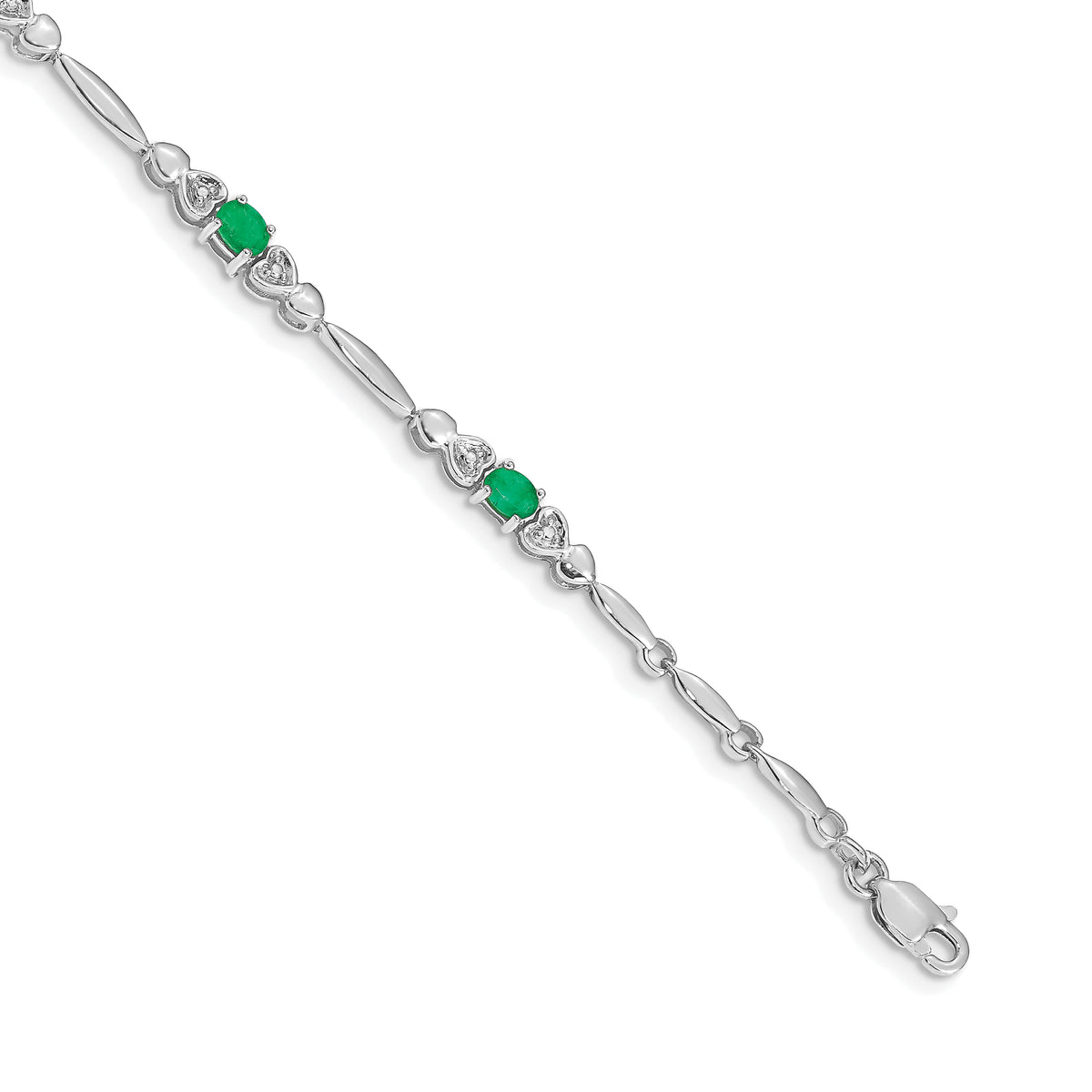14k White Gold Diamond and Emerald Bracelet-BM4479-EM-001-WA