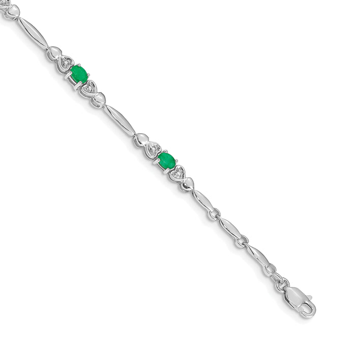 14k White Gold Diamond and Emerald Bracelet-BM4479-EM-001-WA