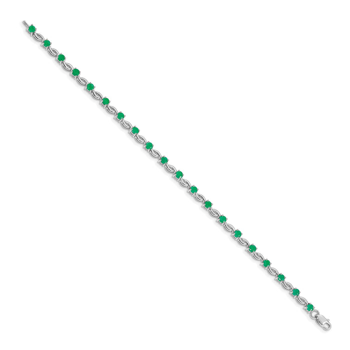 14k White Gold Emerald Gemstone Bracelet-BM4480-EM-W