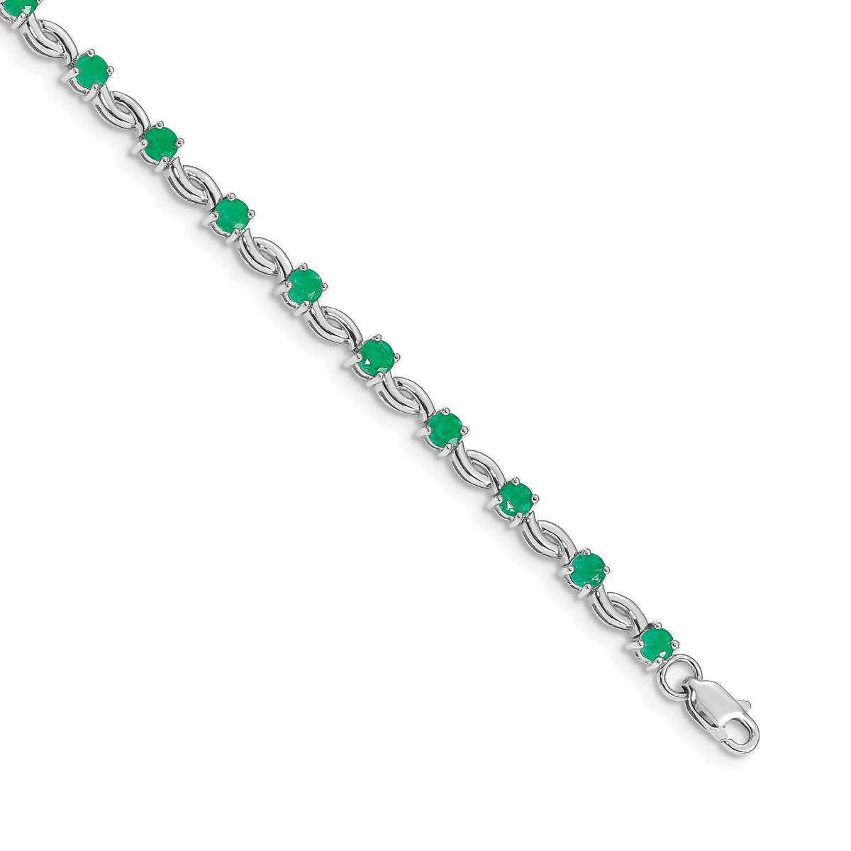 14k White Gold Emerald Gemstone Bracelet-BM4480-EM-W