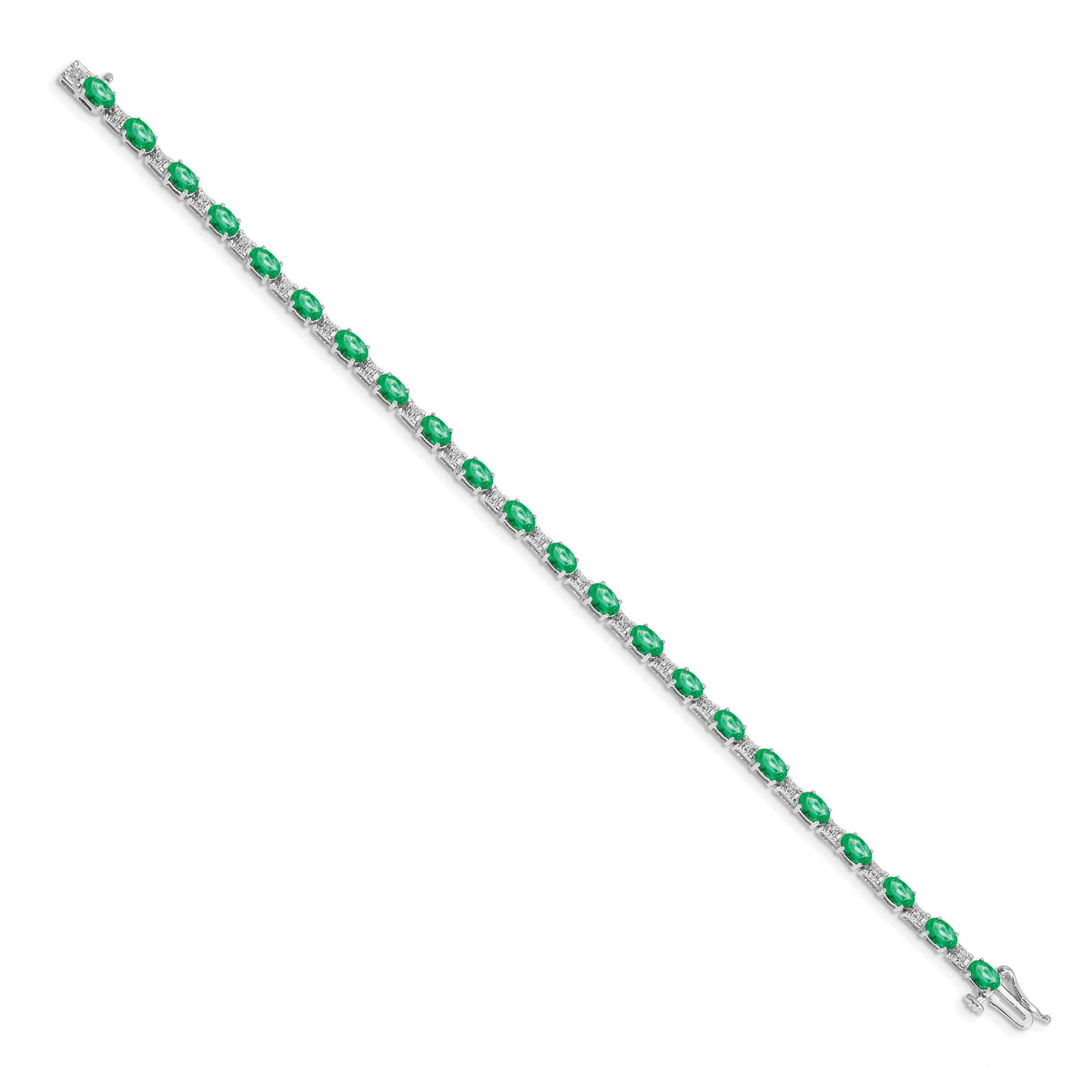 14k White Gold Diamond and Emerald Bracelet-BM4481-EM-010-WA