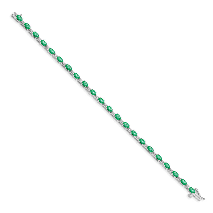 14k White Gold Diamond and Emerald Bracelet-BM4481-EM-010-WA