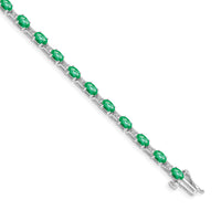 14k White Gold Diamond and Emerald Bracelet-BM4481-EM-010-WA