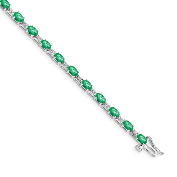14k White Gold Diamond and Emerald Bracelet-BM4481-EM-010-WA