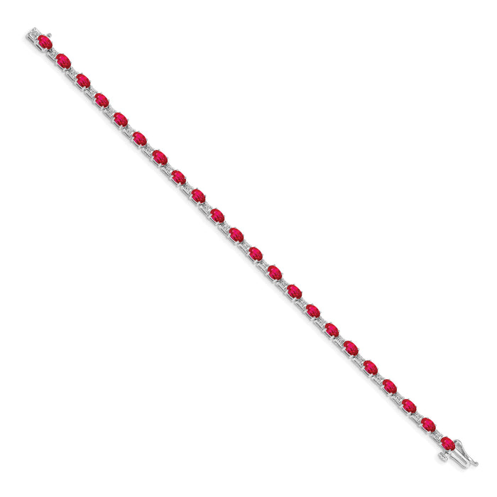 14k White Gold Diamond and Ruby Bracelet-BM4481-RU-010-WA