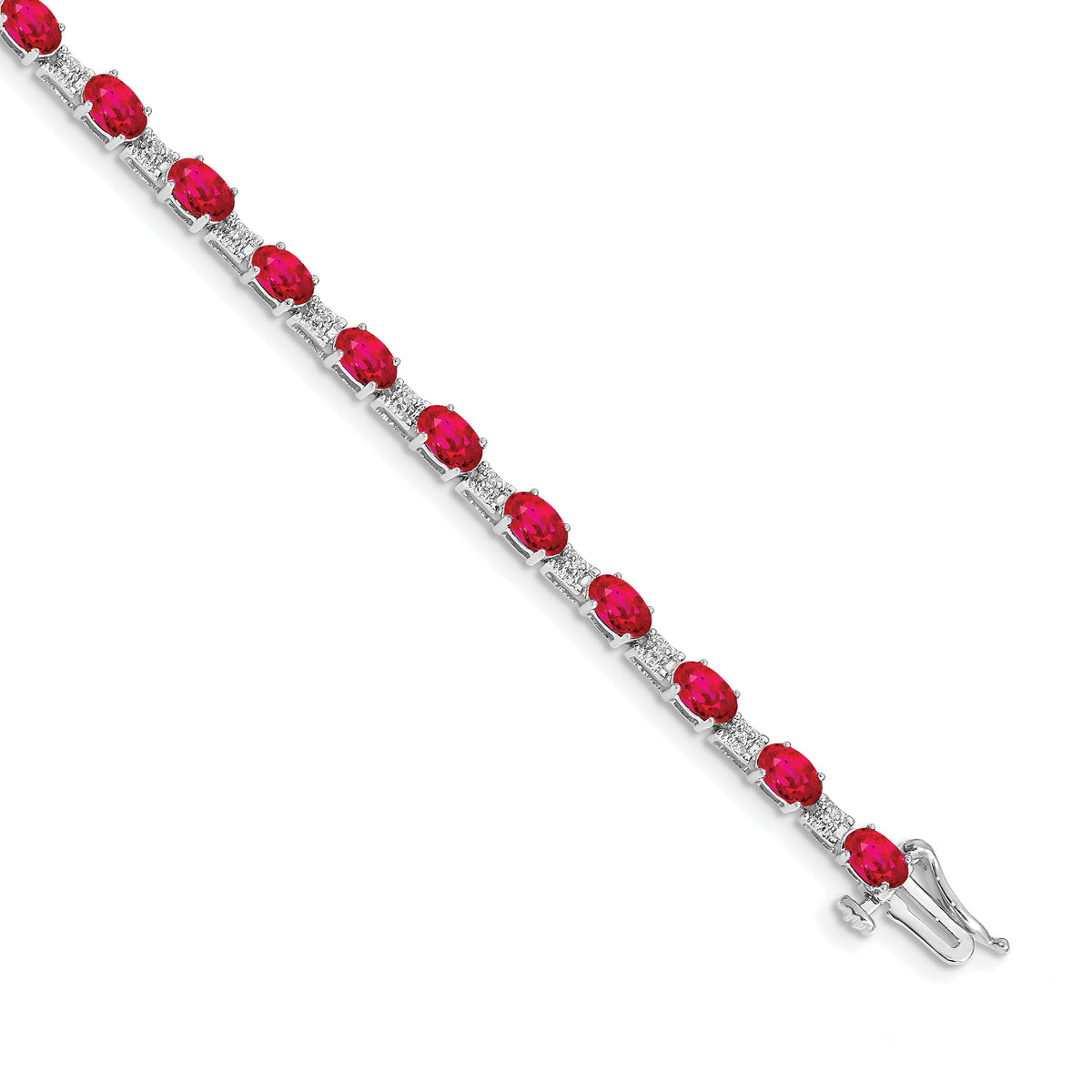 14k White Gold Diamond and Ruby Bracelet-BM4481-RU-010-WA