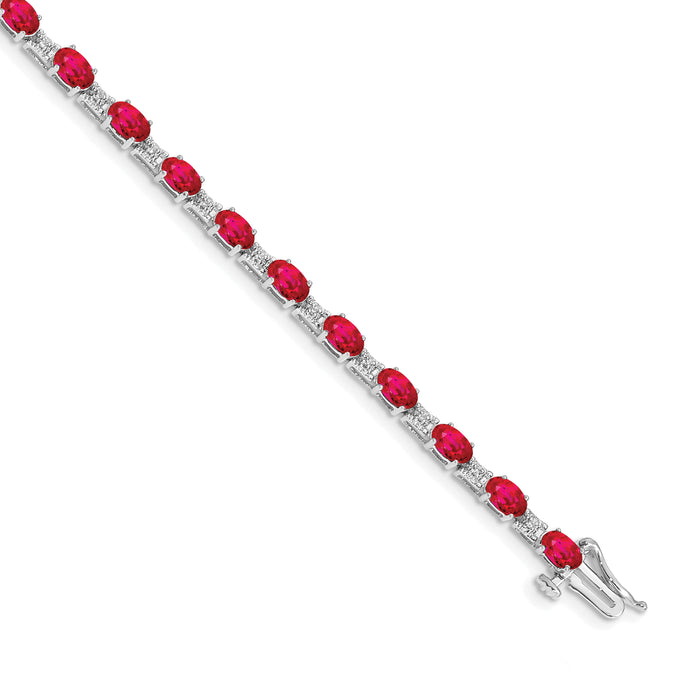 14k White Gold Diamond and Ruby Bracelet-BM4481-RU-010-WA