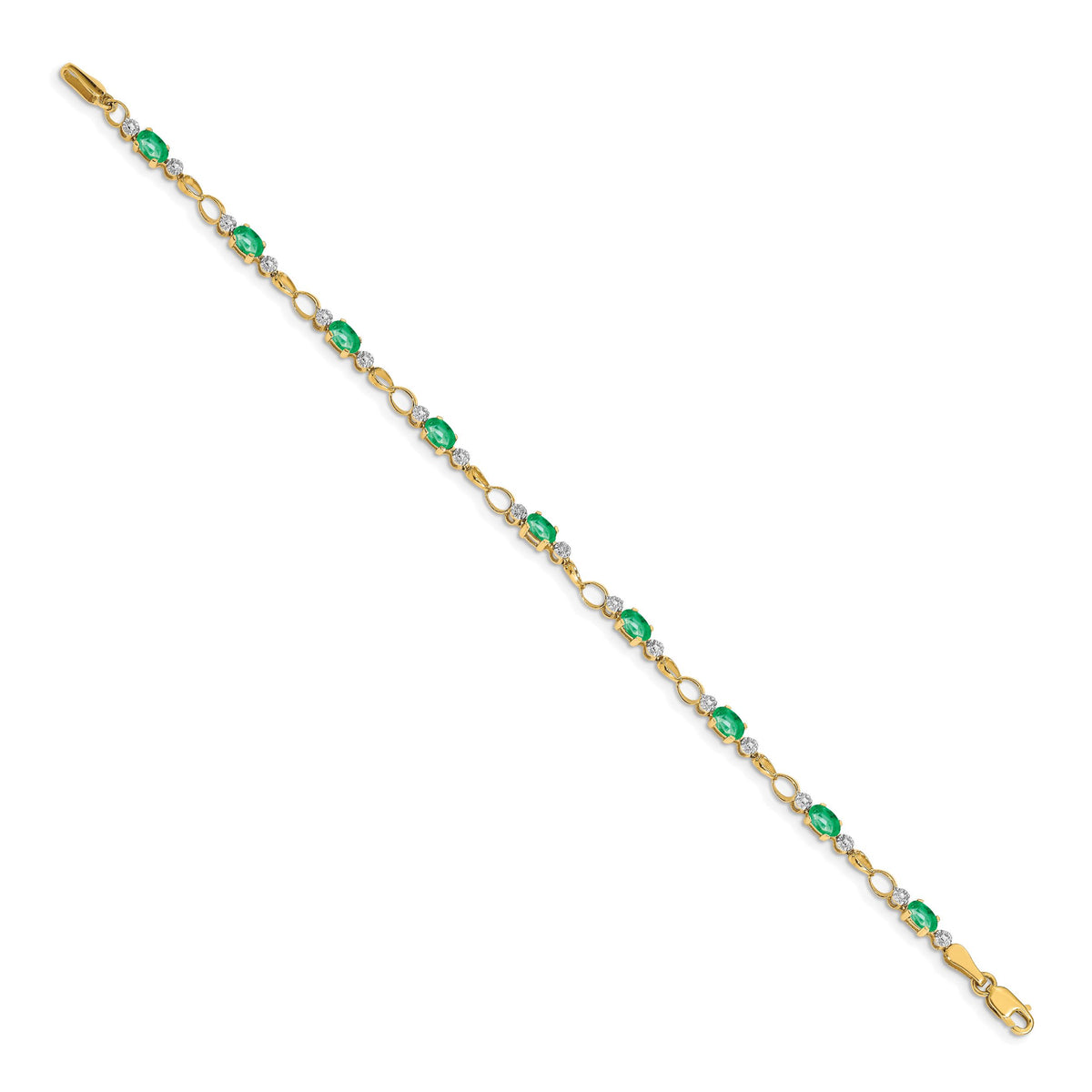 14k Open-Link Diamond/Emerald Bracelet-BM4482-EM-001-YA