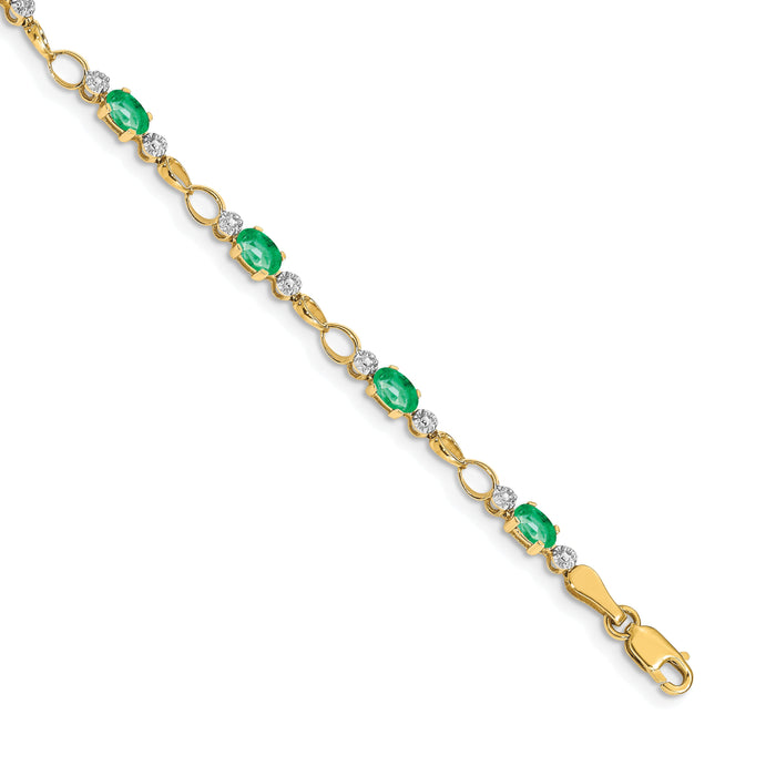 14k Open-Link Diamond/Emerald Bracelet-BM4482-EM-001-YA