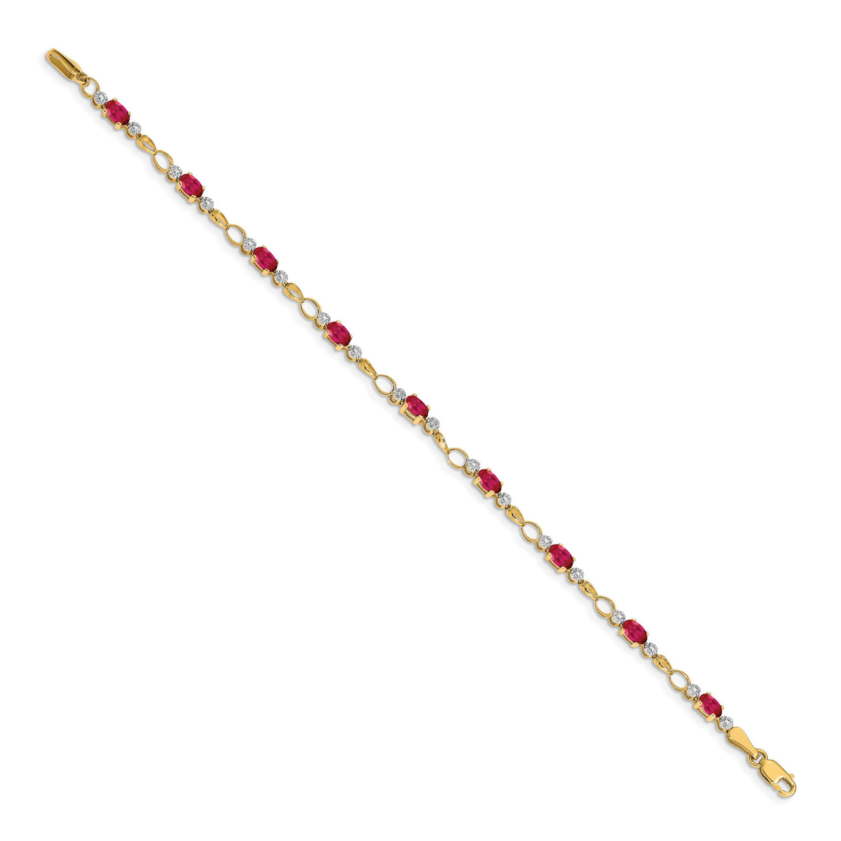 14k Completed Open-Link Diamond/Ruby Bracelet-BM4482-RU-001-YA