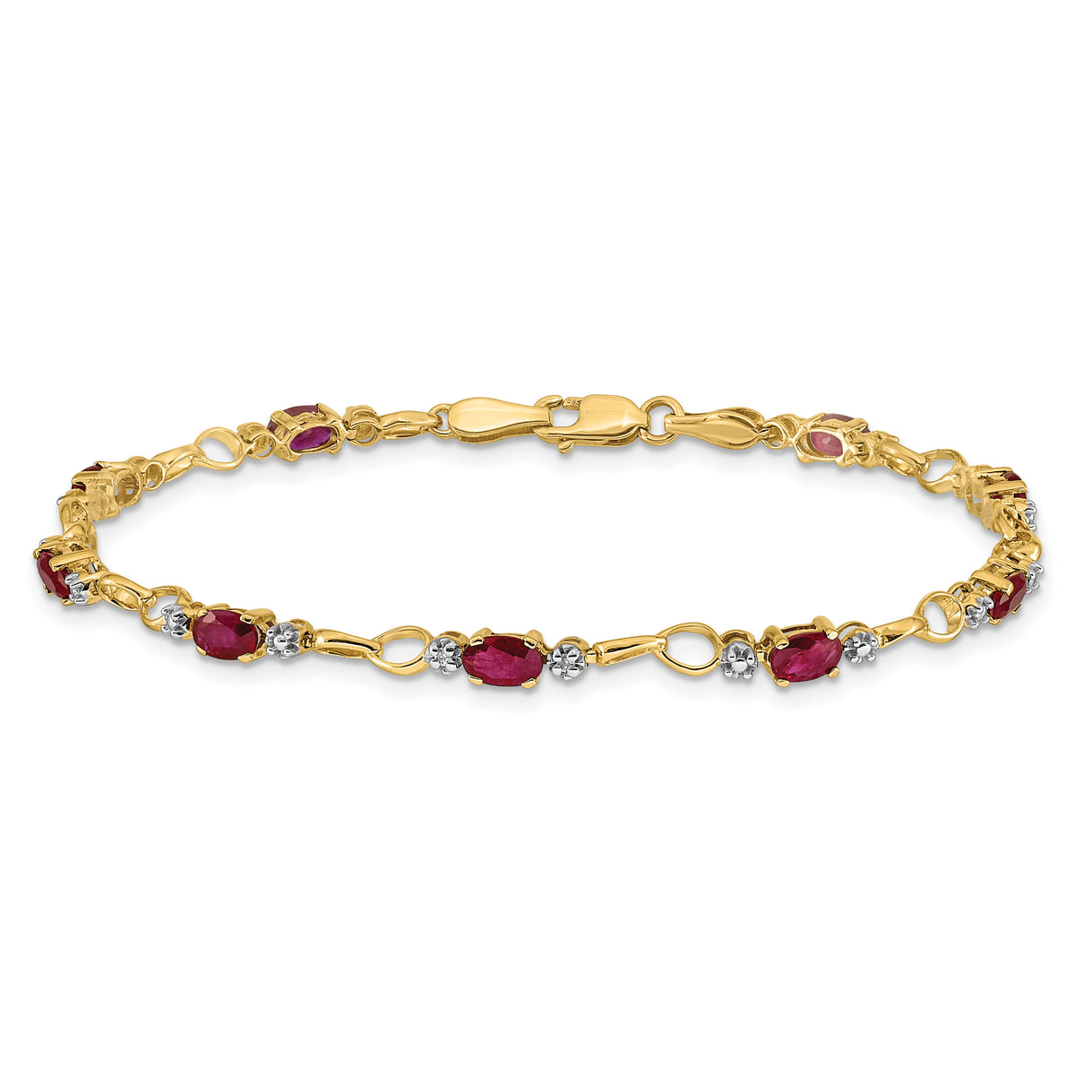 14k Completed Open-Link Diamond/Ruby Bracelet-BM4482-RU-001-YA