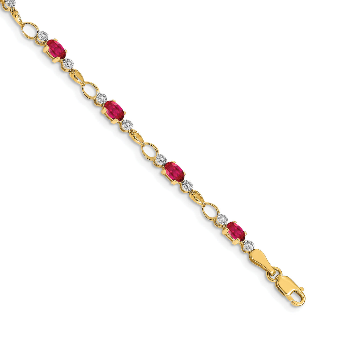 14k Completed Open-Link Diamond/Ruby Bracelet-BM4482-RU-001-YA