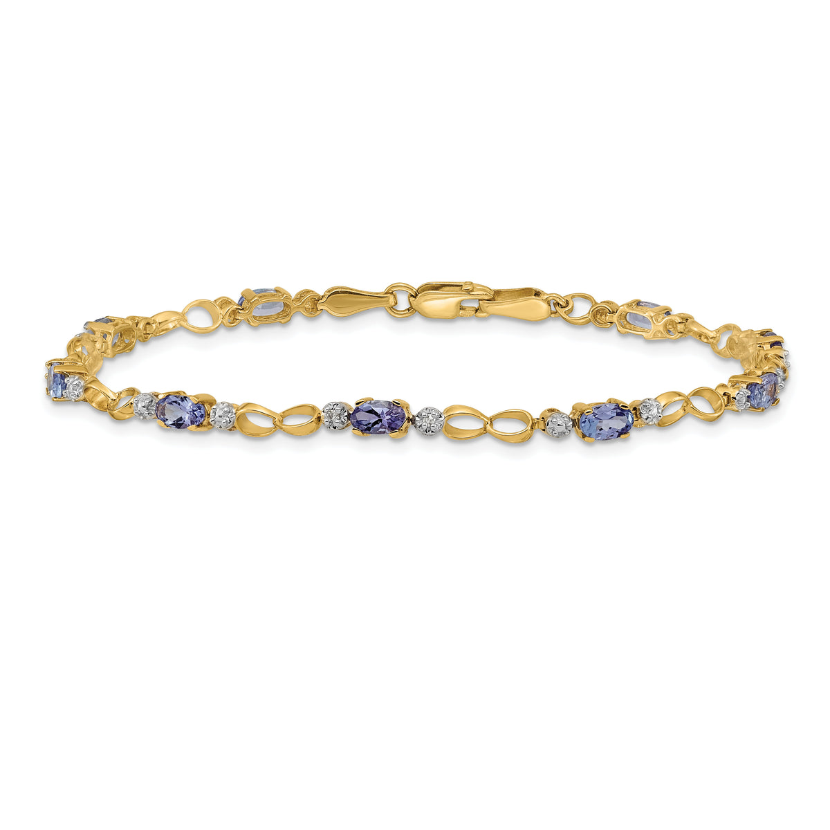 14k Open-Link Diamond/Tanzanite Bracelet-BM4482-TZ-001-YA