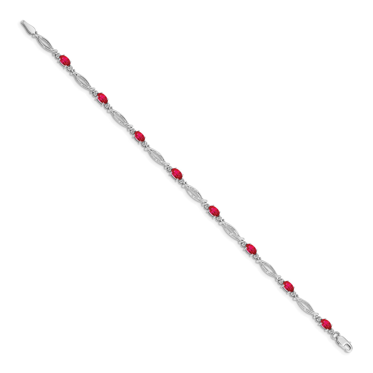 14k White Gold Diamond and Ruby Bracelet-BM4483-RU-001-WA