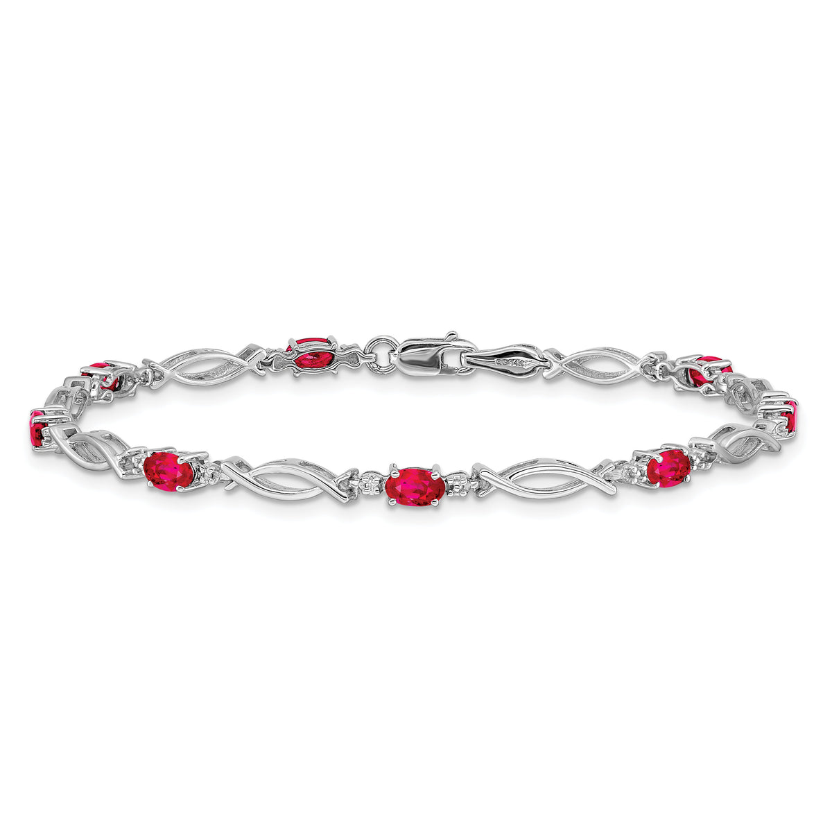 14k White Gold Diamond and Ruby Bracelet-BM4483-RU-001-WA
