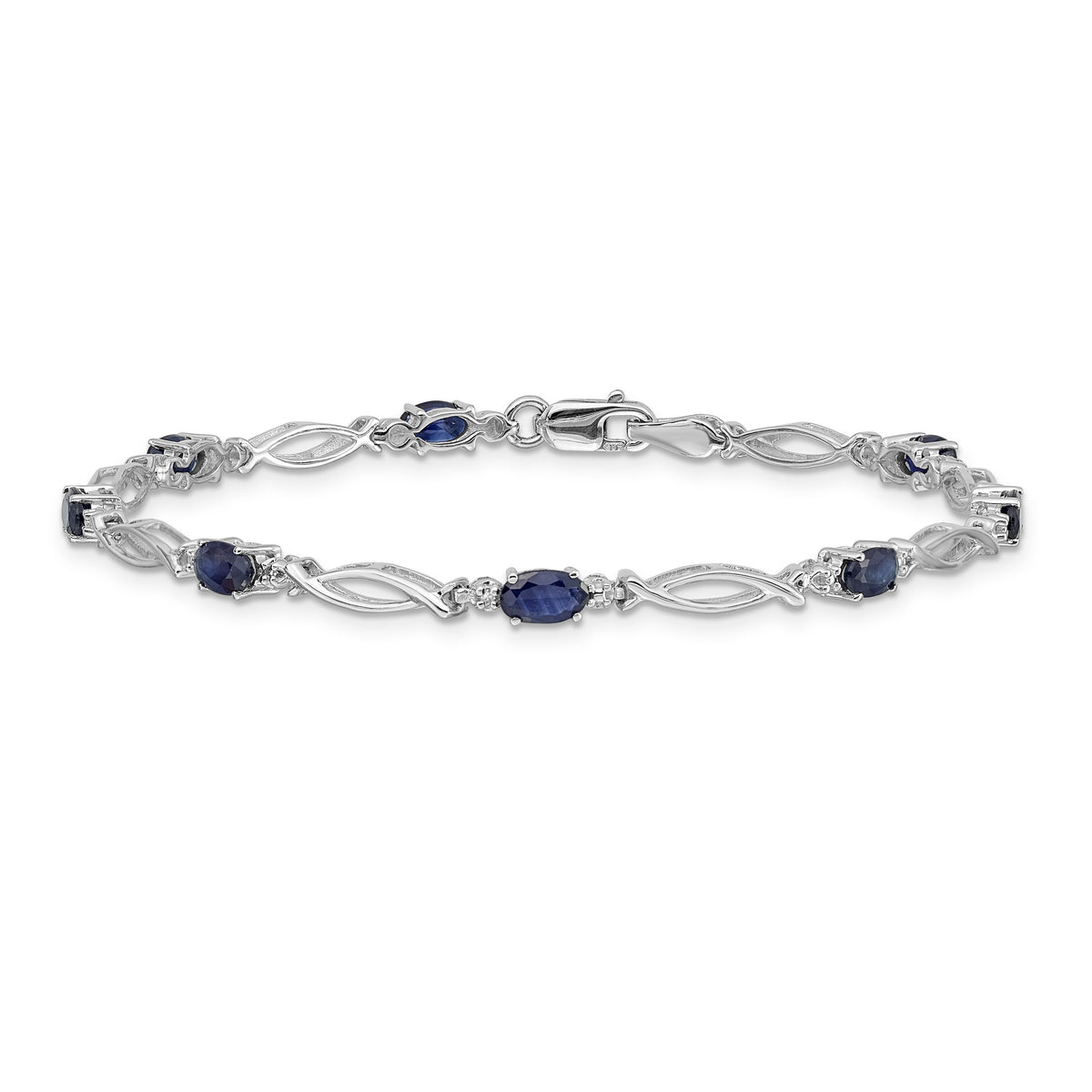 14k White Gold Diamond and Sapphire Bracelet-BM4483-SA-001-WA