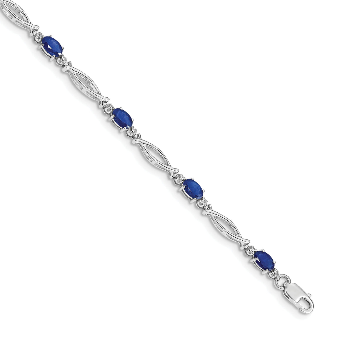 14k White Gold Diamond and Sapphire Bracelet-BM4483-SA-001-WA