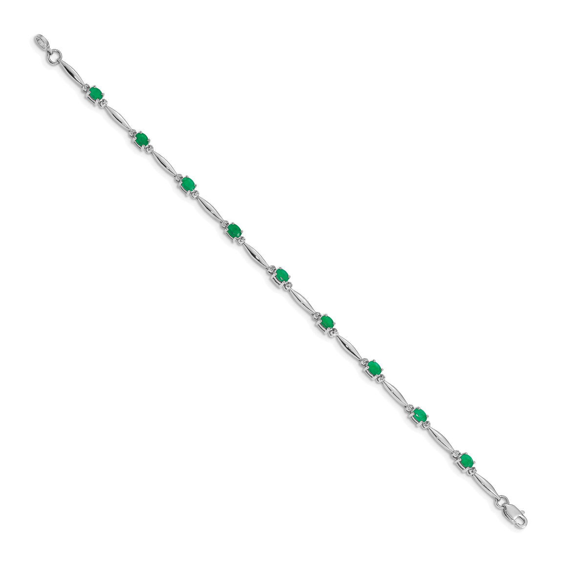 14k White Gold Diamond and Emerald Bracelet-BM4484-EM-001-WA