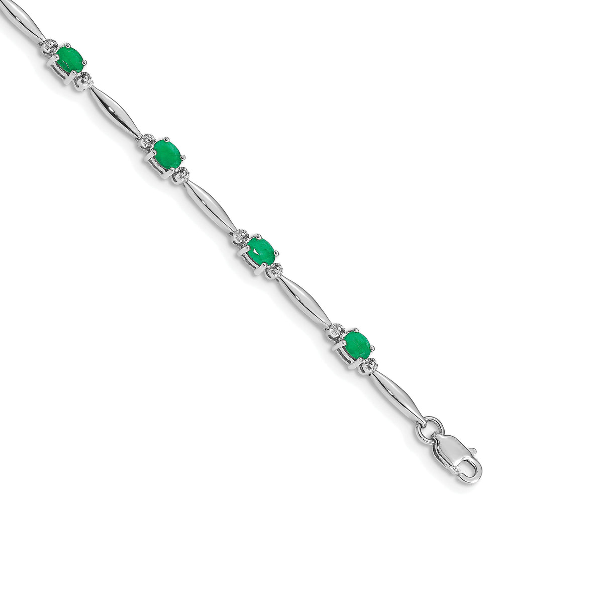 14k White Gold Diamond and Emerald Bracelet-BM4484-EM-001-WA