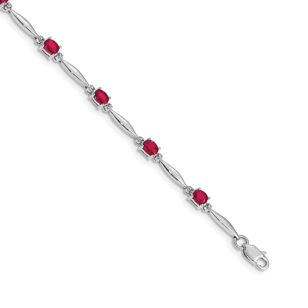 14k White Gold Diamond and Ruby Bracelet-BM4484-RU-001-WA