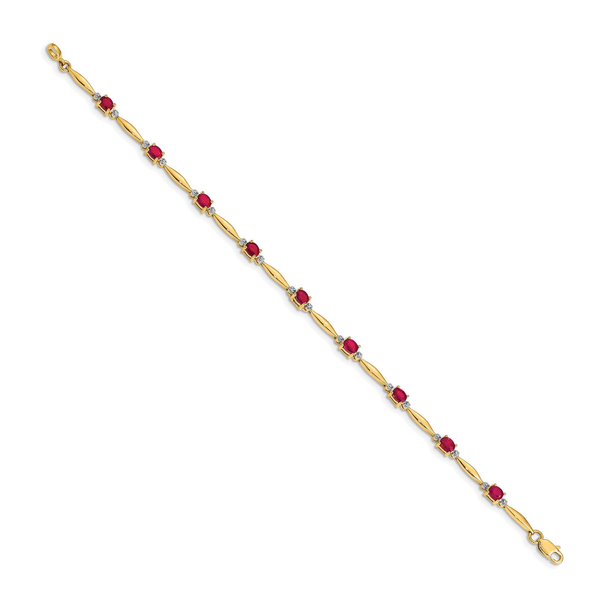 14k Diamond and Oval Ruby Bracelet-BM4484-RU-001-YA