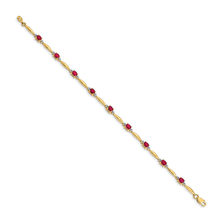 14k Diamond and Oval Ruby Bracelet-BM4484-RU-001-YA