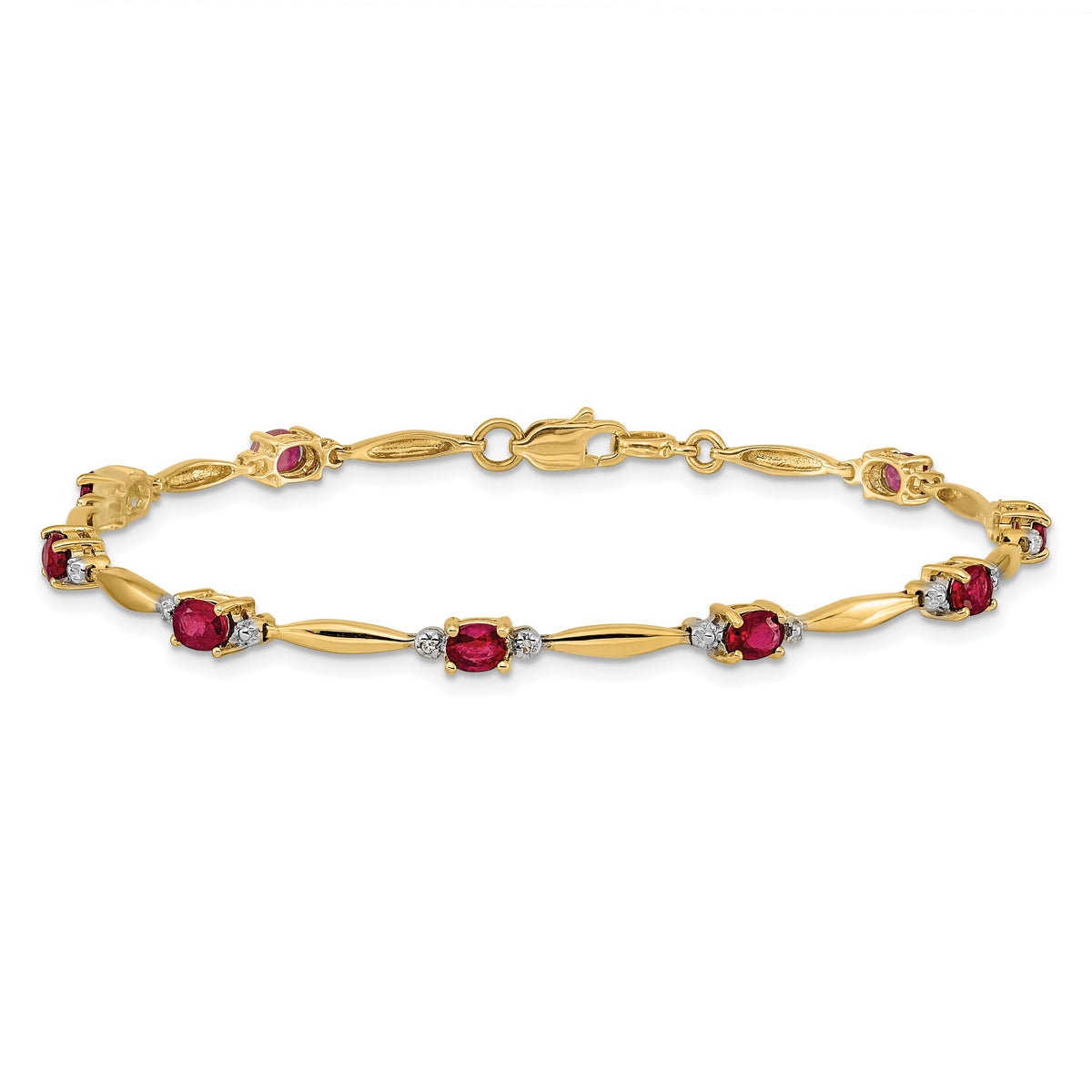 14k Diamond and Oval Ruby Bracelet-BM4484-RU-001-YA