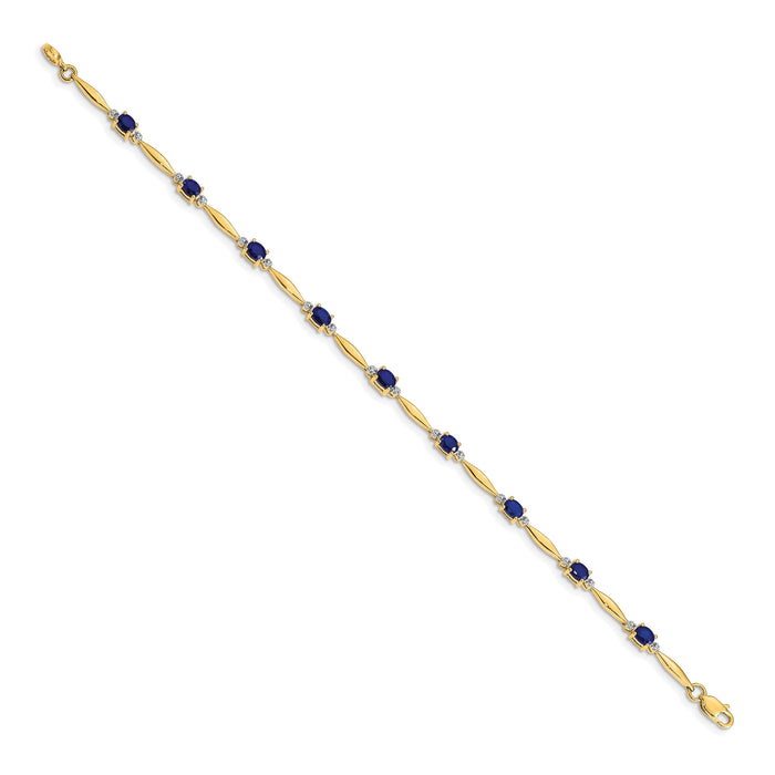 14k Diamond and Oval Sapphire Bracelet-BM4484-SA-001-YA